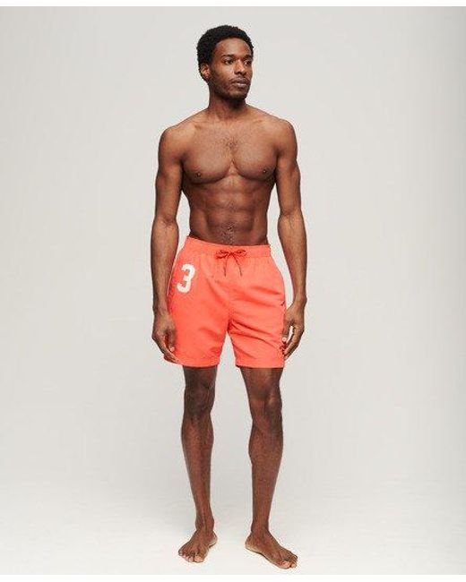 Superdry Orange Classic Embroidered Recycled Polo 17-inch Swim Shorts for men