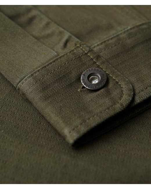 Superdry Green Mens Classic Herringbone The Merchant Store Overshirt for men