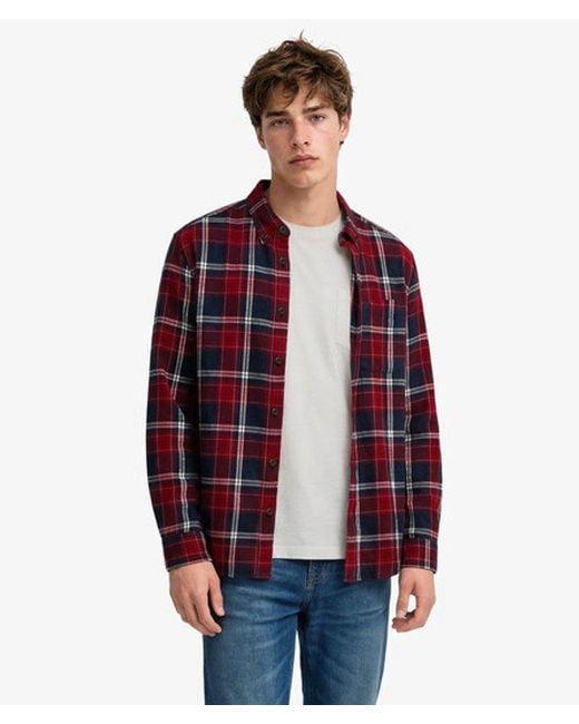 Superdry Red & Co Long Sleeve Cotton Lumberjack Shirt for men