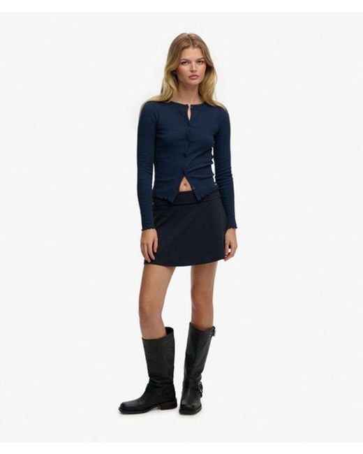 Superdry Blue Athletic Essentials Fold Over Skirt