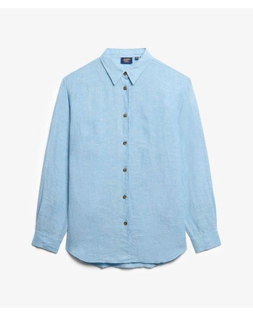 Superdry Blue & Co Casual Linen Boyfriend Shirt