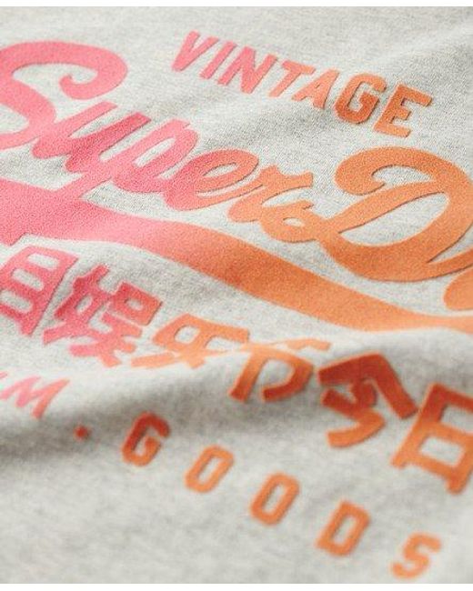 Superdry Relaxed T-shirt Met Ton-sur-ton Print in het Gray