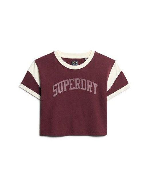 Superdry Athletic Ringer T-shirt Met Grafische Print in het Purple