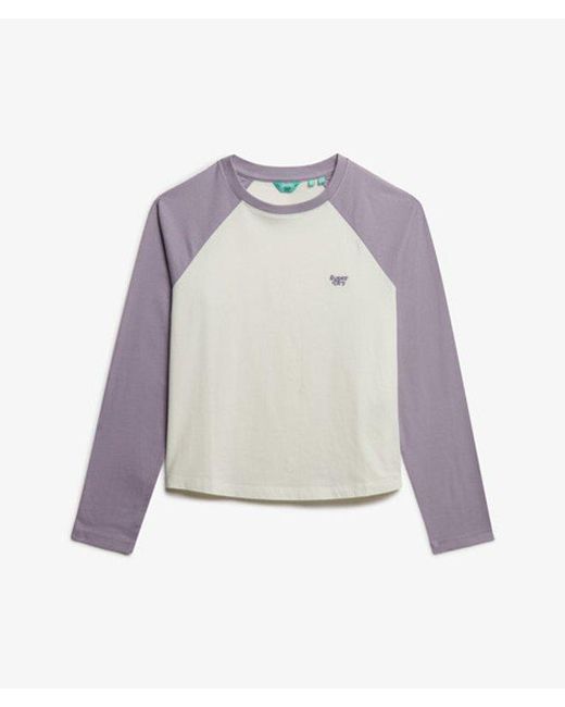 Superdry Gray & Co Essential Logo Long Sleeve Baseball Top