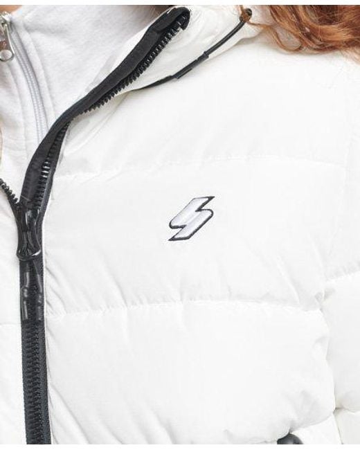 Superdry White Hooded Spirit Sports Puffer Jacket