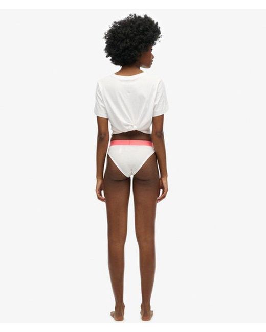 Superdry White Organic Cotton Large Logo Bikini Briefs