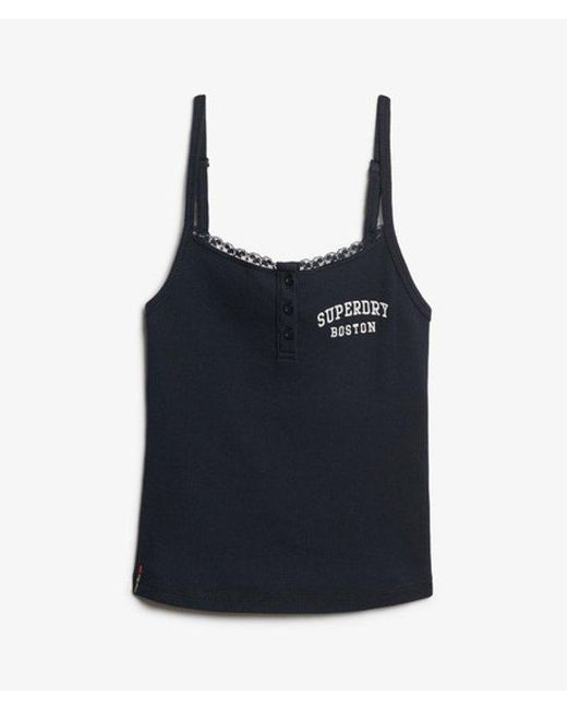 Superdry Athletic Essentials Cami Top Slanke Pasvorm in het Black