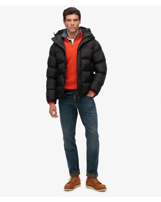 Homme Doudoune Noire À Capuche Taille Superdry pour homme en coloris Red