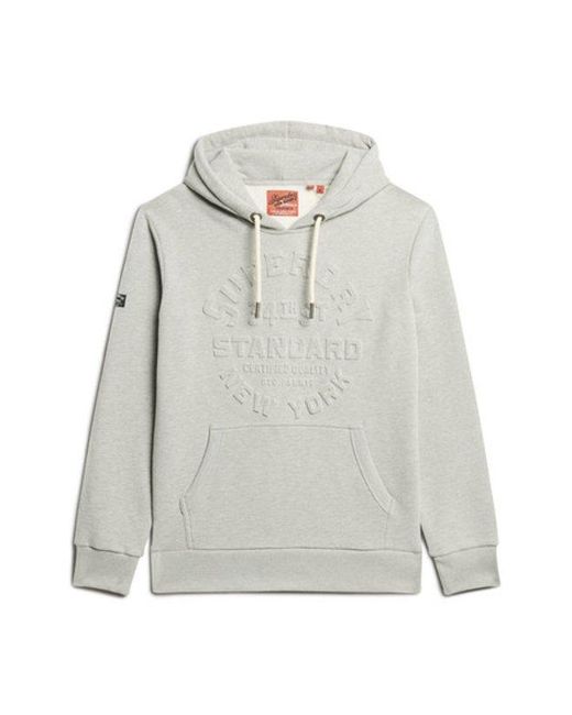 Superdry Gray & Co Embossed Logo Graphic Hoodie for men