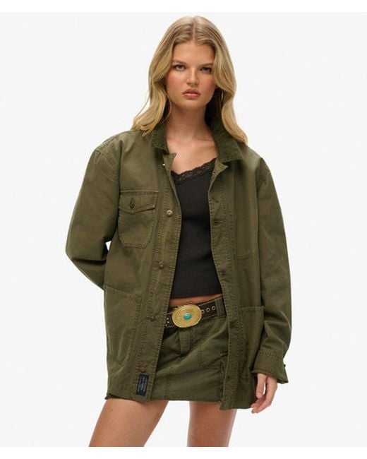 Superdry Green Cotton The Merchant Store Oversized Work Jacket