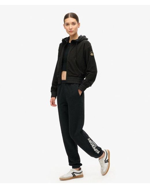 Superdry Black & Co Ladies Classic Embroidered Sport Tech Grid Fleece Ziphood
