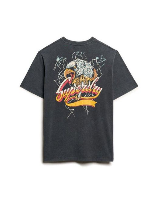 Superdry Black & Co Biker Rock Graphic Crew Neck Loose Tee for men