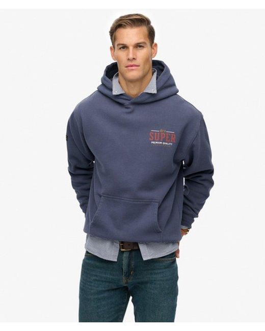 Superdry Blue & Co Tap Room Oversized Hoodie for men