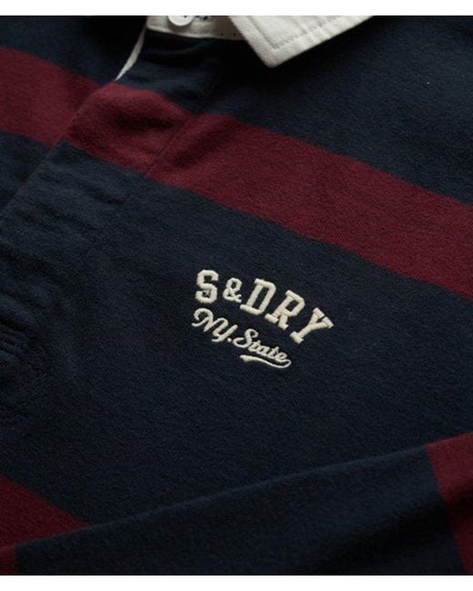 Superdry Black & Co Vintage Athletic Stripe Rugby Top for men