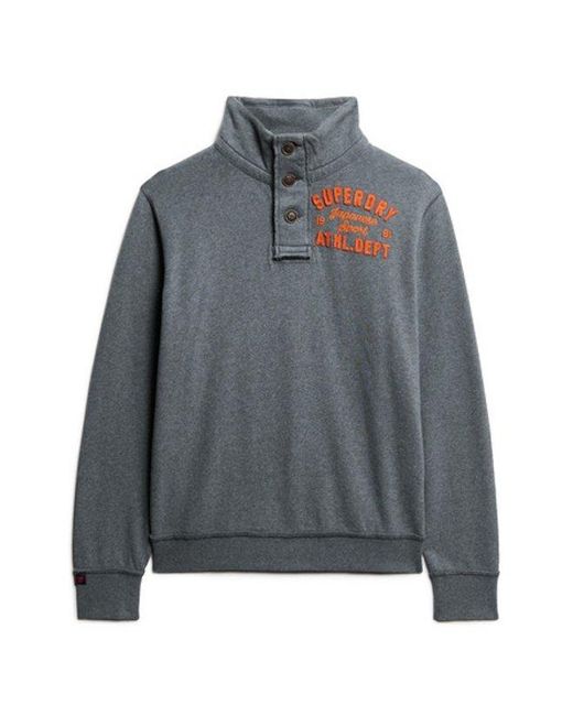 Superdry Gray Vintage Athletic Half Button Sweatshirt for men