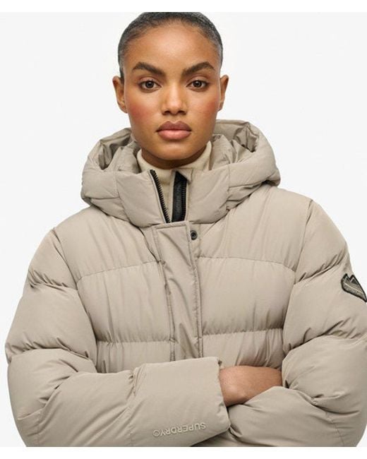 Superdry Gray & Co Hooded Sports Puffer Mid Length Jacket