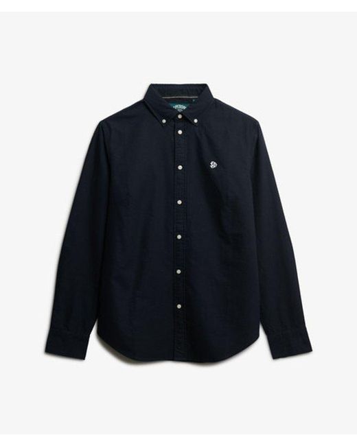 Superdry Blue Slim Oxford Button Down Long Sleeve Shirt