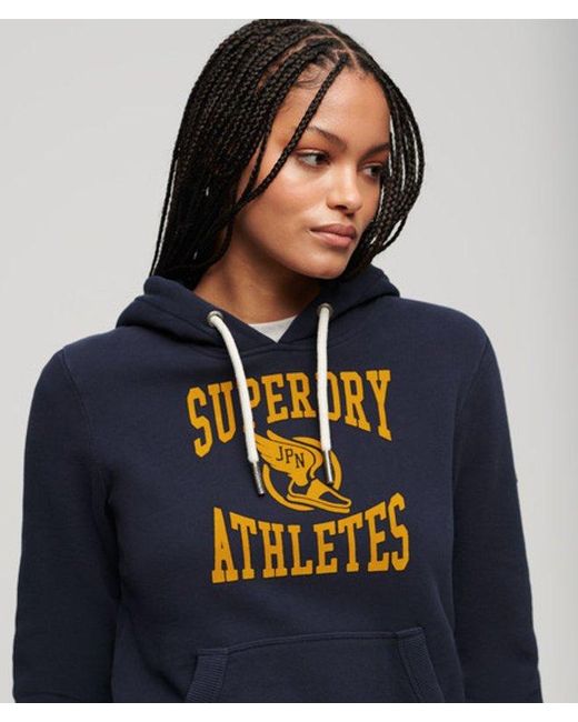 Superdry Blue Ladies Classic Varsity Flocked Graphic Hoodie