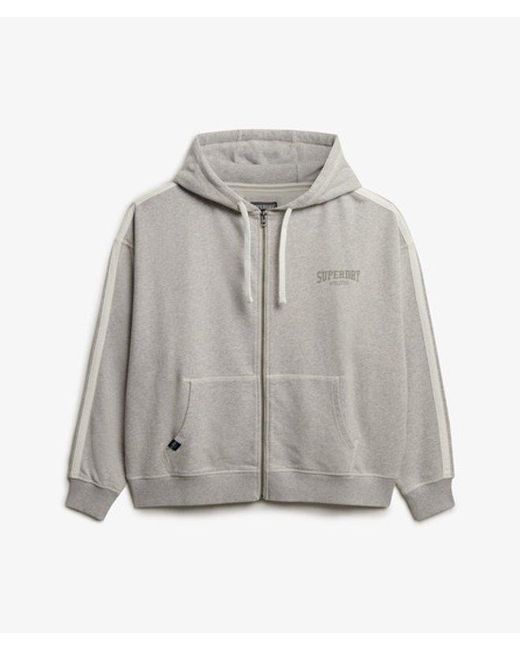 Superdry Athletic Essentials Hoodie Met Losse Pasvorm En Rits in het Gray