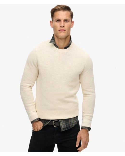 Superdry Natural Classic Knitted Textured Crew Jumper for men