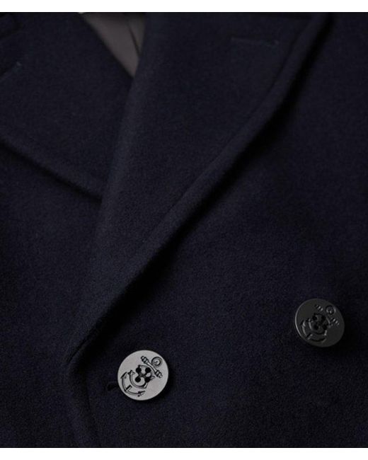 Superdry Blue & Co The Merchant Store - Wool Blend Pea Coat for men