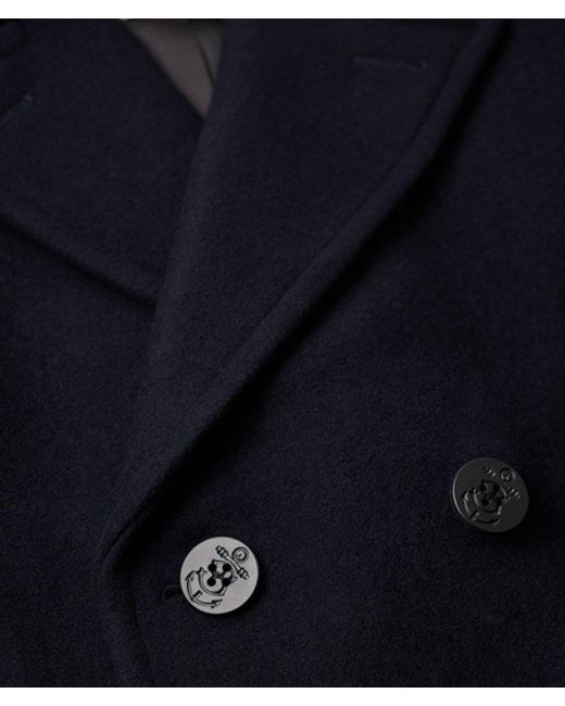 Superdry Blue The Merchant Store - Wool Blend Pea Coat for men