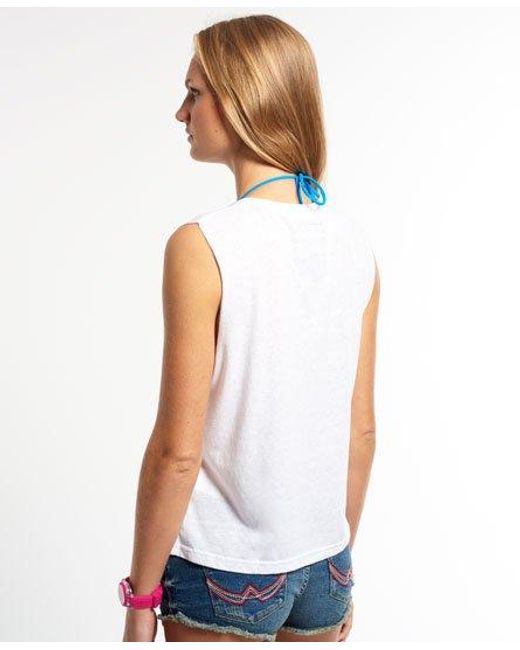 Superdry White Hibiscus Cropped Vest Optic