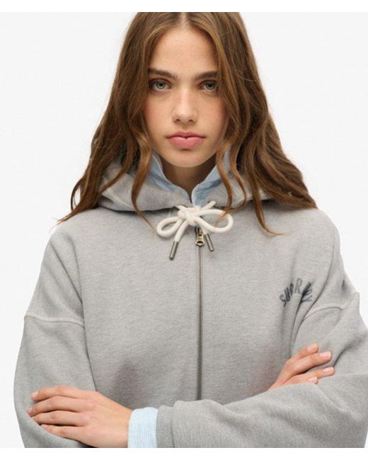 Superdry Gray & Co Athletic Essential Oversized Zip Hoodie