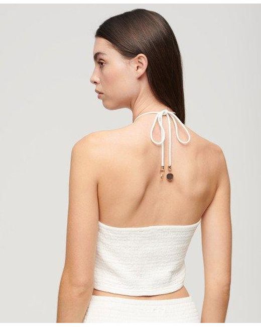 Superdry White Crop Cut Out Woven Top