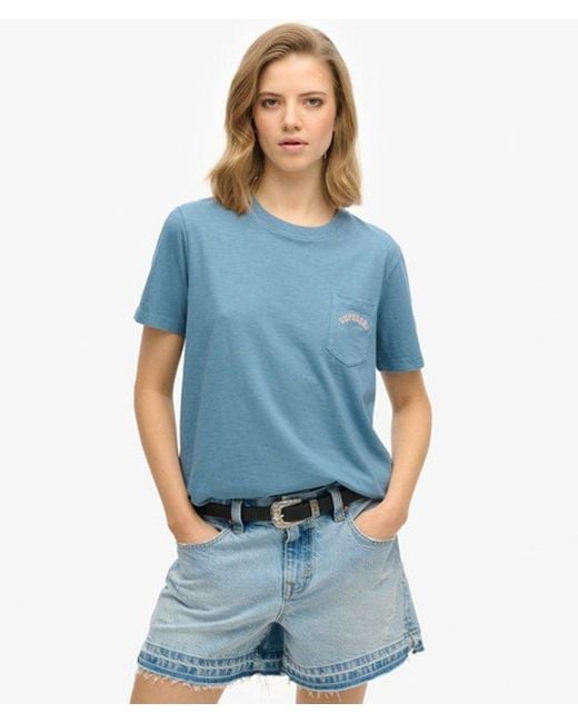 Superdry Blue & Co Essential Logo Garment Dye Pocket T-shirt