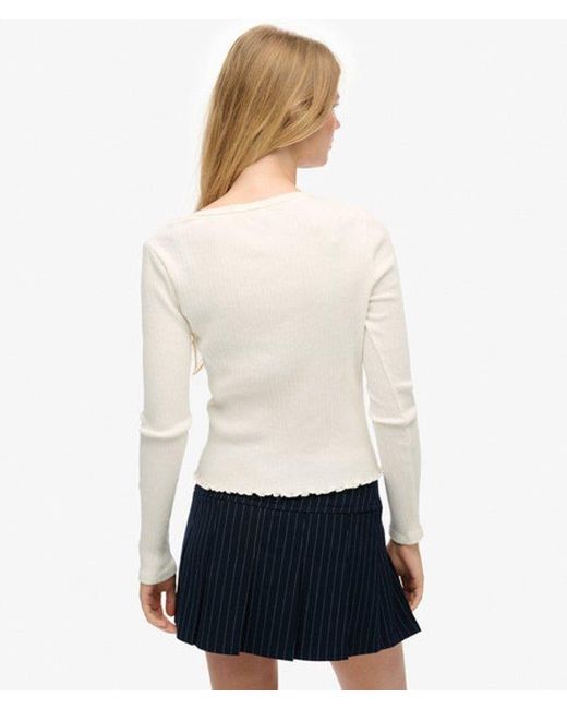 Superdry White & Co Essential Button Through Long Sleeve Top