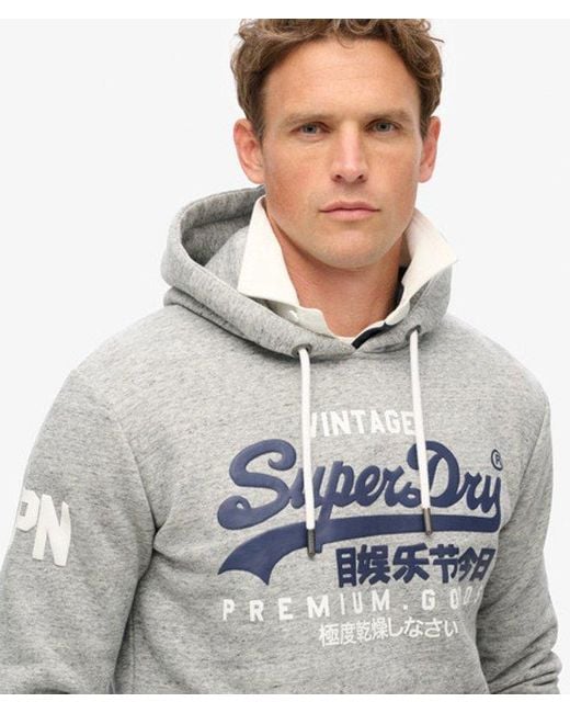 Sweat à capuche vintage logo en coton bio Superdry pour homme en coloris Gray