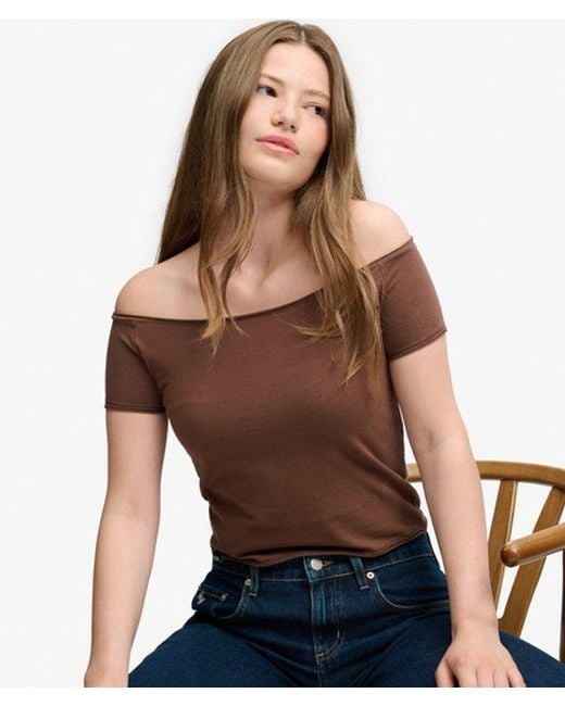 Superdry Blue & Co Bardot Short Sleeve Off Shoulder Top