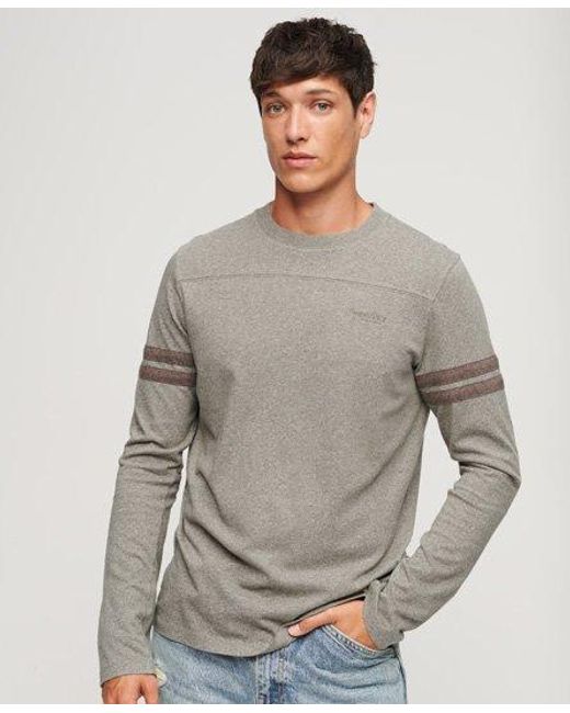 Superdry Gray Essential Logo Varsity Long Sleeve Top for men