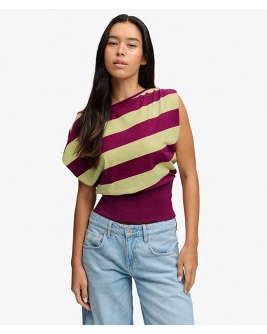 Superdry Black & Co Deep Rib Stripe Bardot Top
