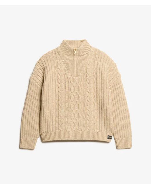 Superdry Natural & Co Cable Zip Neck Jumper