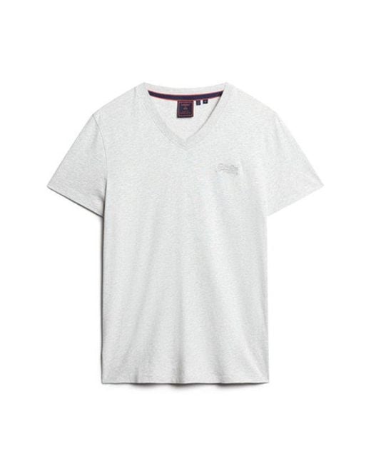 Superdry Essential T-shirt Van Biologisch Katoen Met V-hals En Logo in het White voor heren