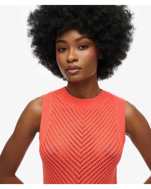 Superdry Red & Co Chevron Crochet Mini Dress
