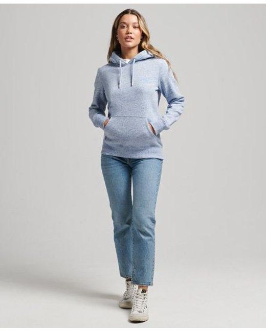 Superdry Blue Organic Cotton Essential Logo Hoodie La Marl