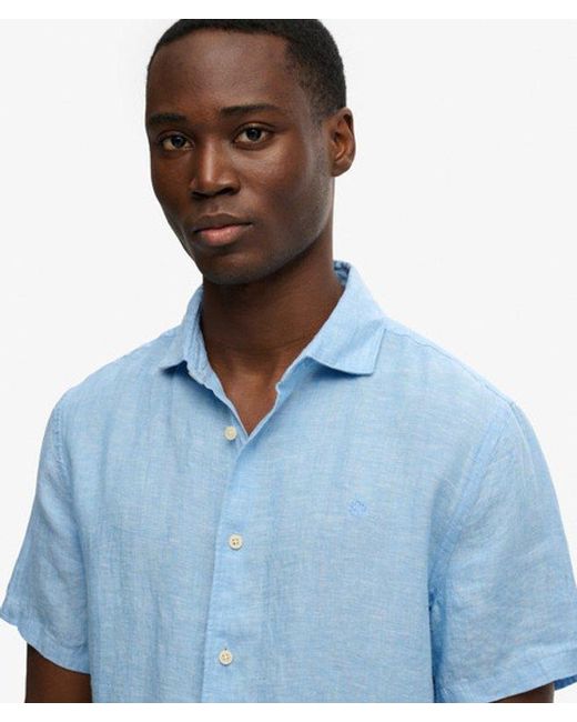 Superdry Blue & Co Riviera Short Sleeve Linen Shirt for men