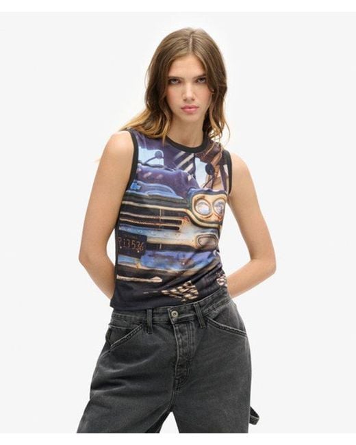 Superdry Blue & Co Sub Print Vest Top