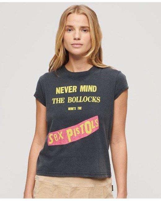 Superdry Blue Sex Pistols Limited Edition Cap Sleeve T-shirt