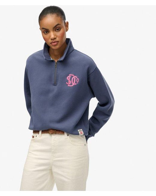 Superdry Blue & Co . Collared Half Zip Sweatshirt
