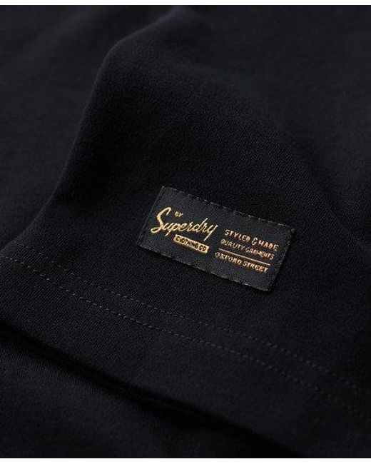Superdry Geborduurde Kraagloze Vintage Logo Top in het Black voor heren
