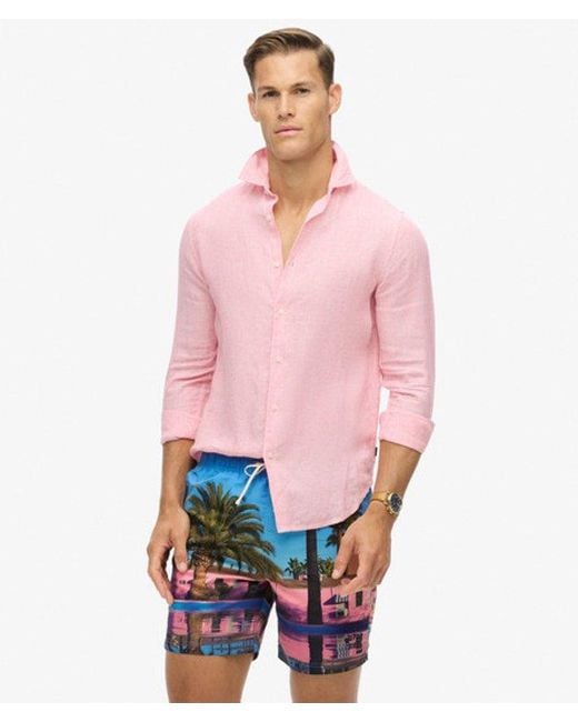 Superdry Blue & Co Classic Photographic 17-inch Recycled Swim Shorts for men