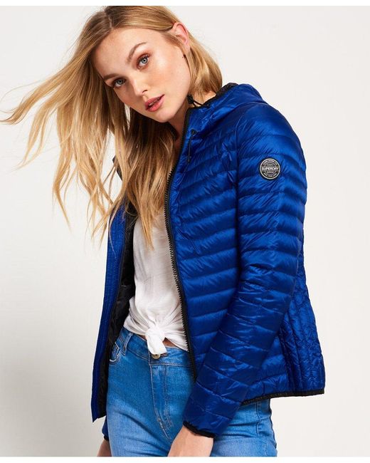 Superdry Core Down Hooded Jacket Blue | Lyst