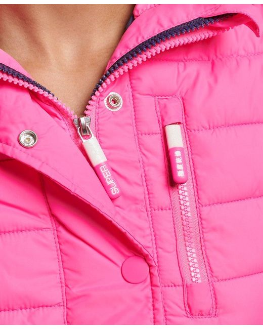 Superdry Fuji Slim Double Zip Hooded Jacket Pink | Lyst