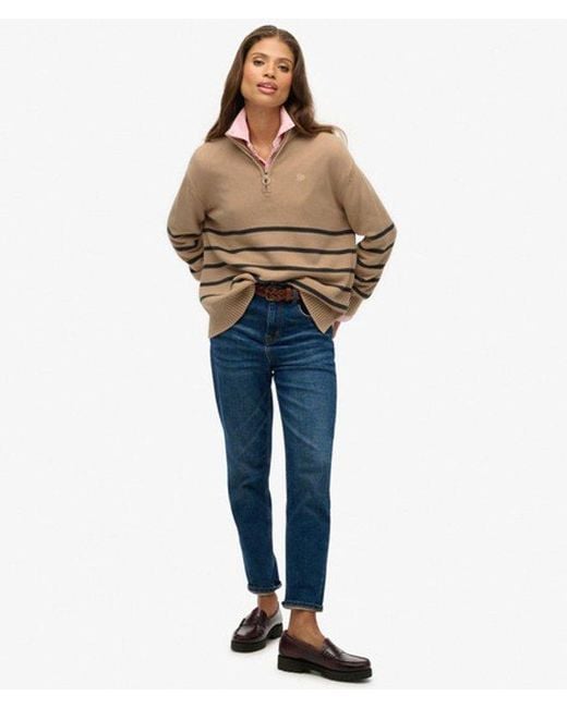 Superdry Blue & Co Knitted Half Zip Jumper