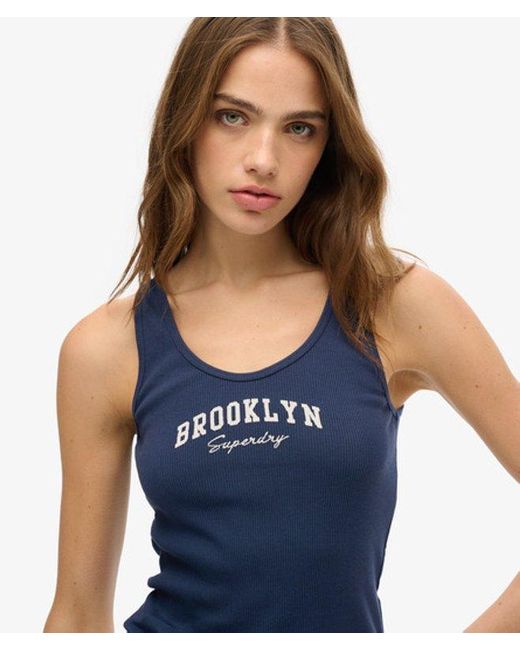 Superdry Blue Athletic Essentials Graphic Vest Top