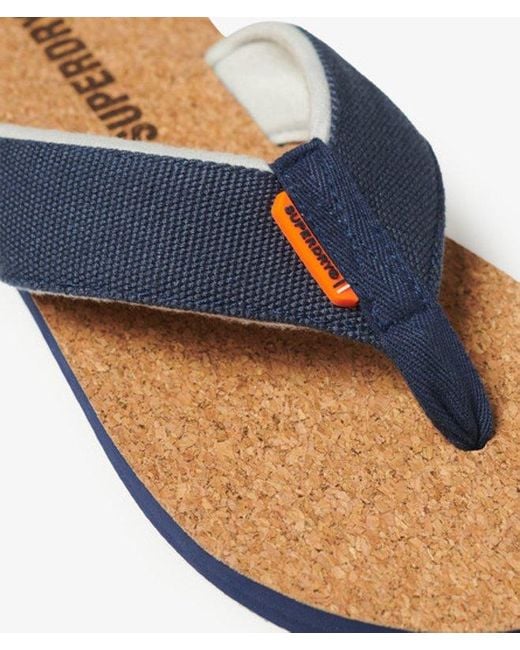 Superdry Blue & Co Cork Graphic Flip Flops for men